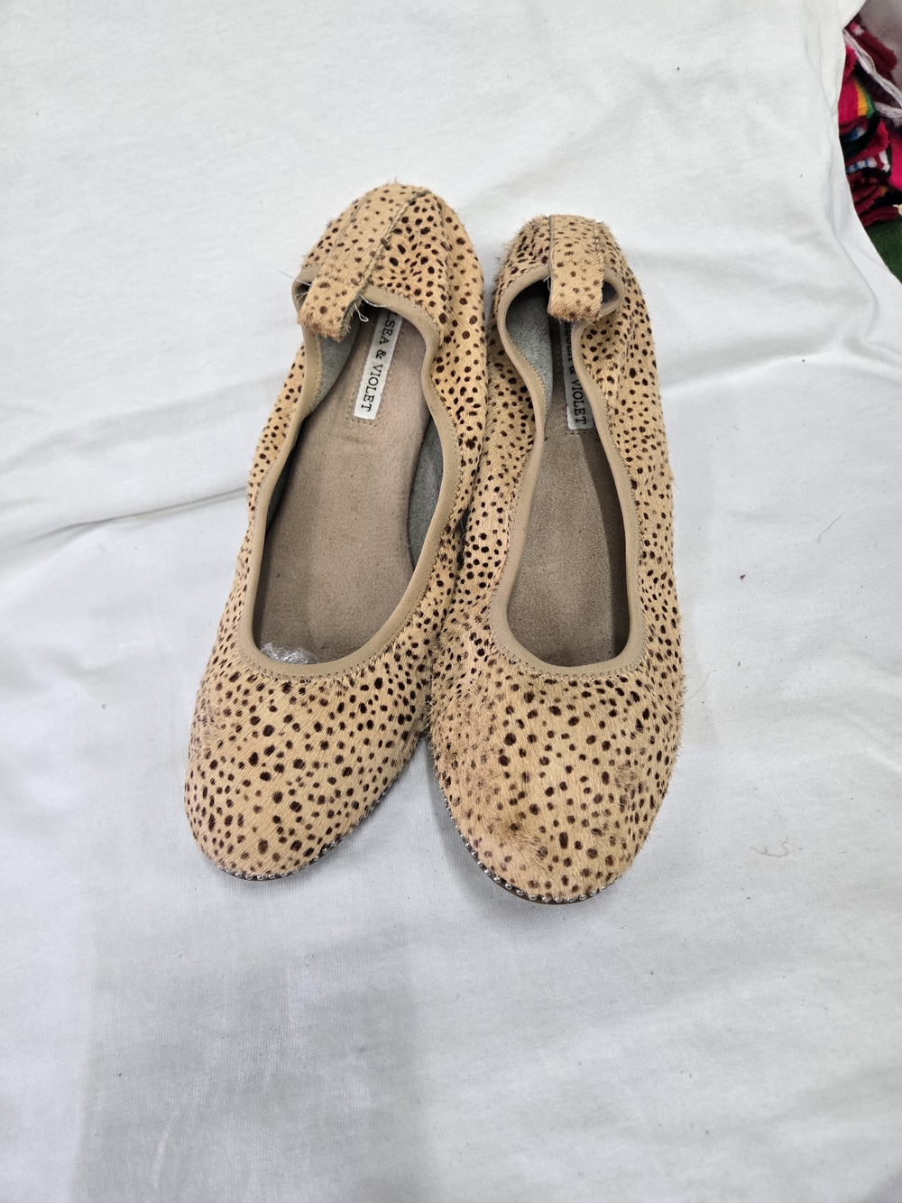 Chelsea & Violet Beige Leopard-Print Ballet Flats